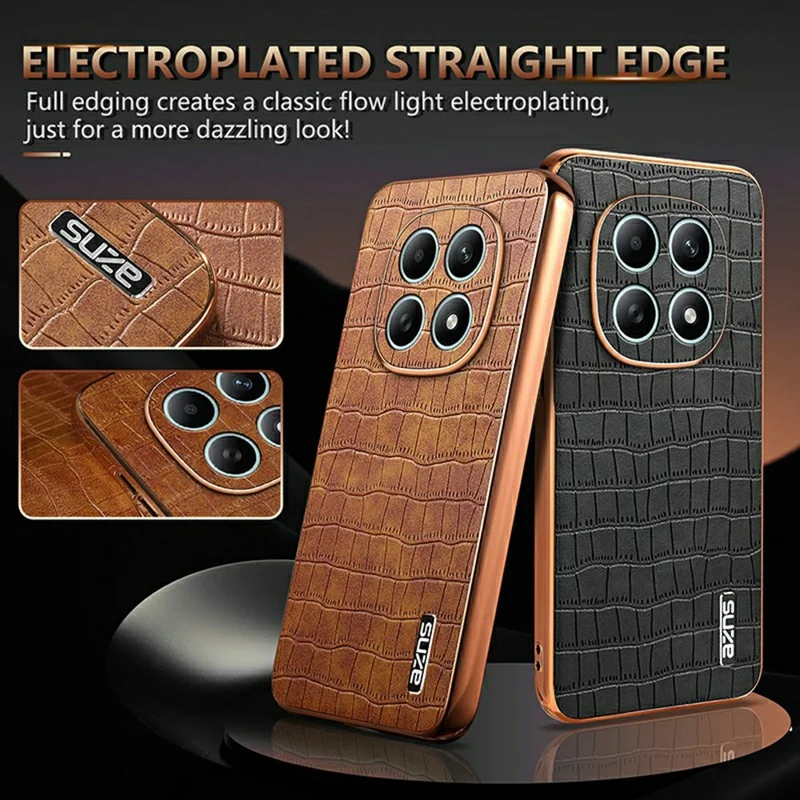 AZNS For Xiaomi Redmi Note 15 5G (Global) Case Electroplating Crocodile Texture PU + TPU Phone Cover - White