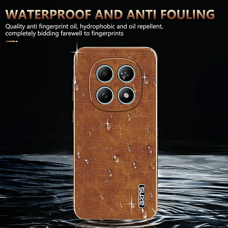 AZNS For Xiaomi Redmi Note 15 5G (Global) Case Electroplating Crocodile Texture PU + TPU Phone Cover - White