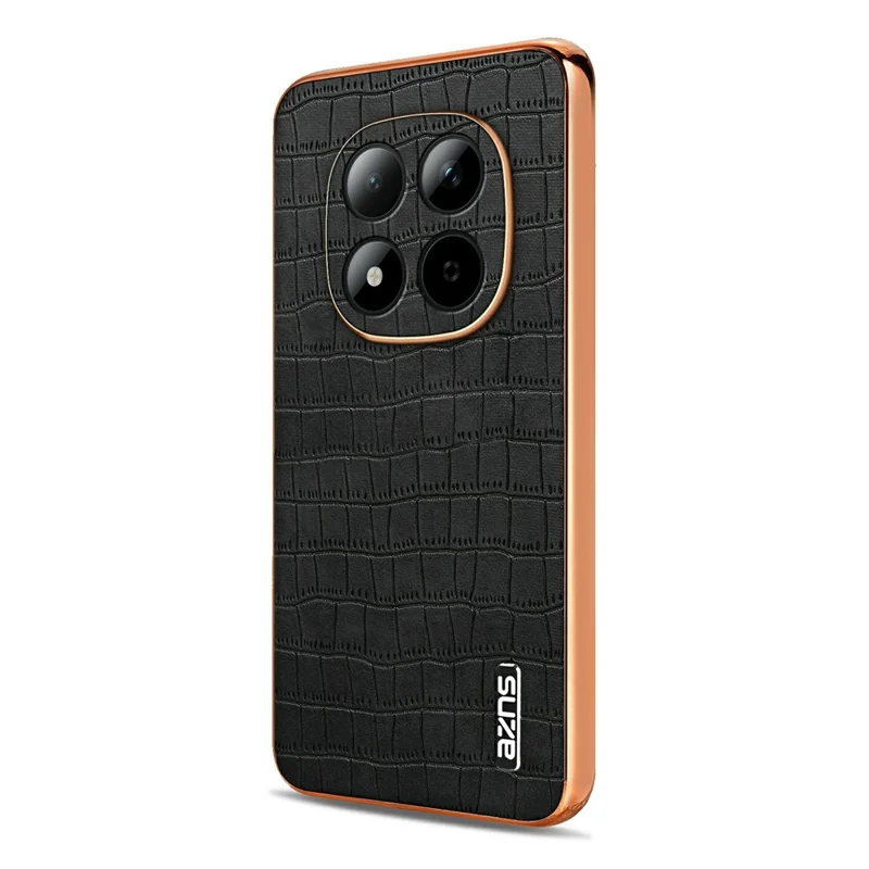 AZNS For Xiaomi Redmi Note 15 Pro 5G (Global) Case Electroplating Crocodile Texture PU + TPU Phone Cover - Black