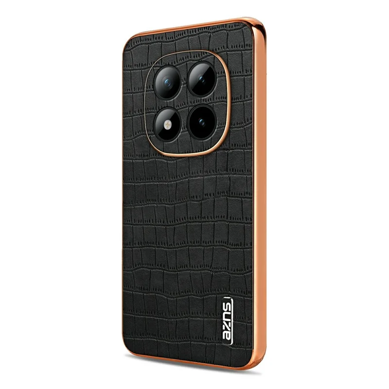 AZNS voor Xiaomi Redmi Note 15 Pro+ 5G hoesje Electrolytisch bedekt Krokostructuur PU + TPU telefoonhoes - Zwart