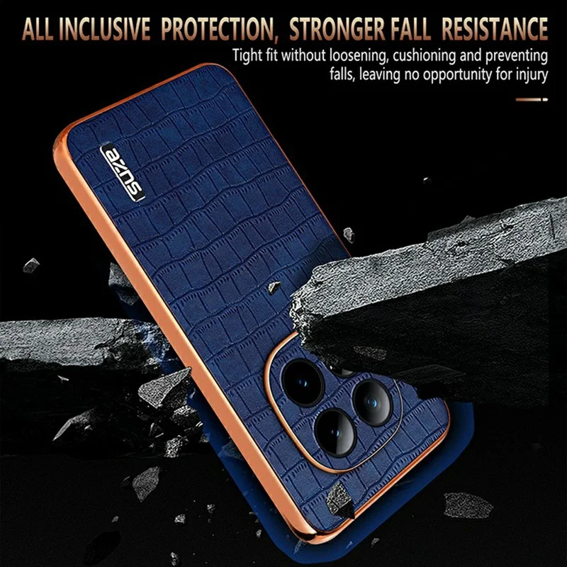 AZNS voor Xiaomi Redmi Note 15 Pro+ 5G hoesje Electrolytisch bedekt Krokostructuur PU + TPU telefoonhoes - Zwart
