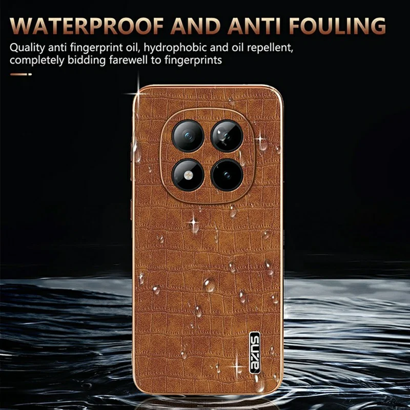 AZNS voor Xiaomi Redmi Note 15 Pro+ 5G hoesje Electrolytisch bedekt Krokostructuur PU + TPU telefoonhoes - Zwart