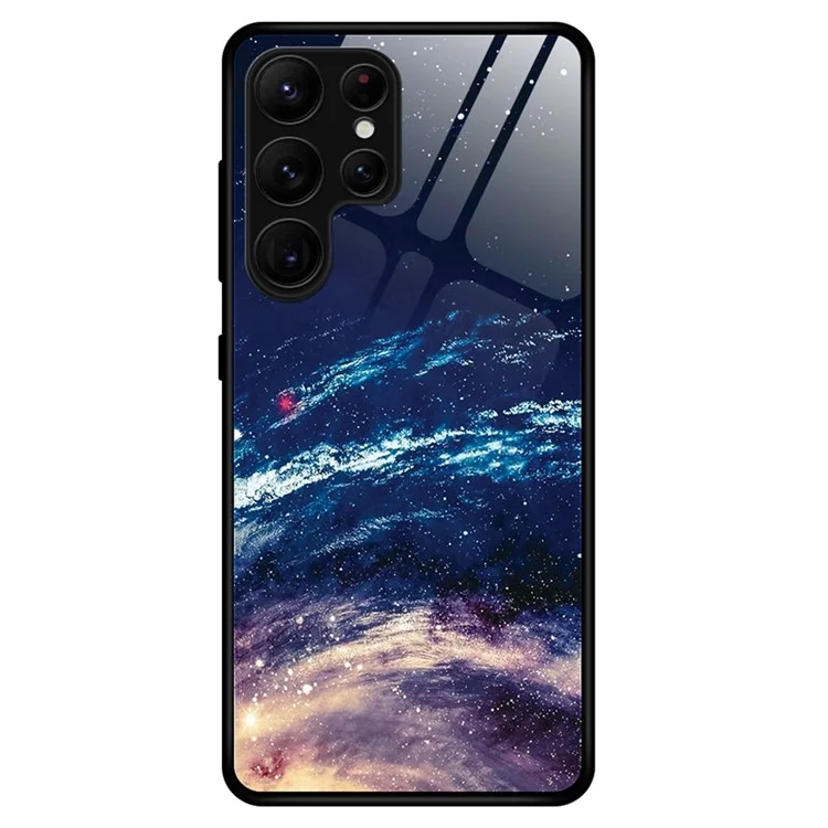 For Samsung Galaxy S23 Ultra TPU+PC+Tempered Glass Phone Drop-proof Case Stylish Pattern Printing Anti-Scratch Back Cover - The Milky Way