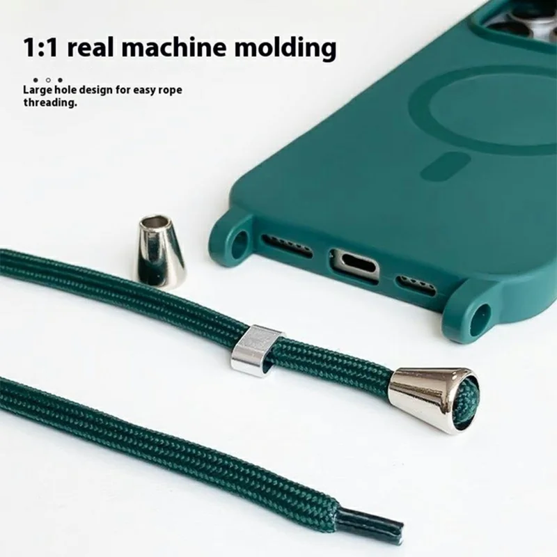 Funda Magnética Compatible con iPhone 16 Pro Max MagSafe, Funda de Teléfono de TPU Suave con Cordón - Rojo Oscuro