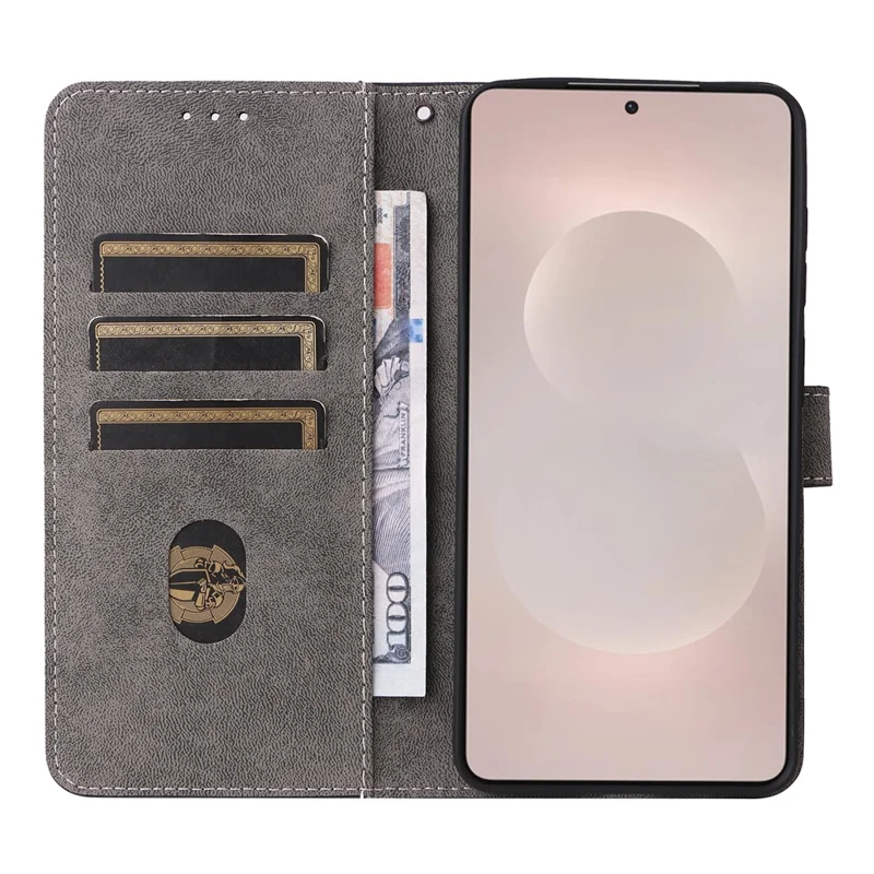 For Samsung Galaxy S26 Edge Case Wallet RFID Blocking PU Leather Phone Cover Stand with Strap - Black