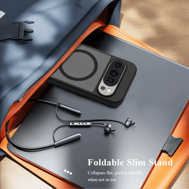 LEREACH Le-Chic Series For Google Pixel 10 Pro XL / 9 Pro XL Magnetic Case Kickstand TPU + PC Phone Cover - Black