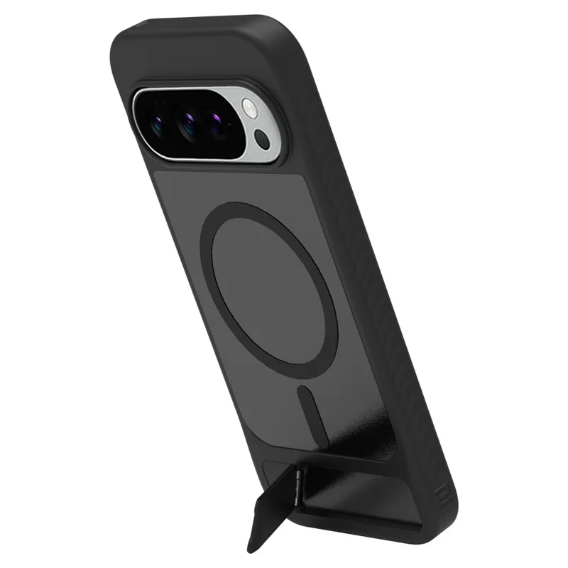 LEREACH Le-Chic Series For Google Pixel 10 Pro XL / 9 Pro XL Magnetic Case Kickstand TPU + PC Phone Cover - Black