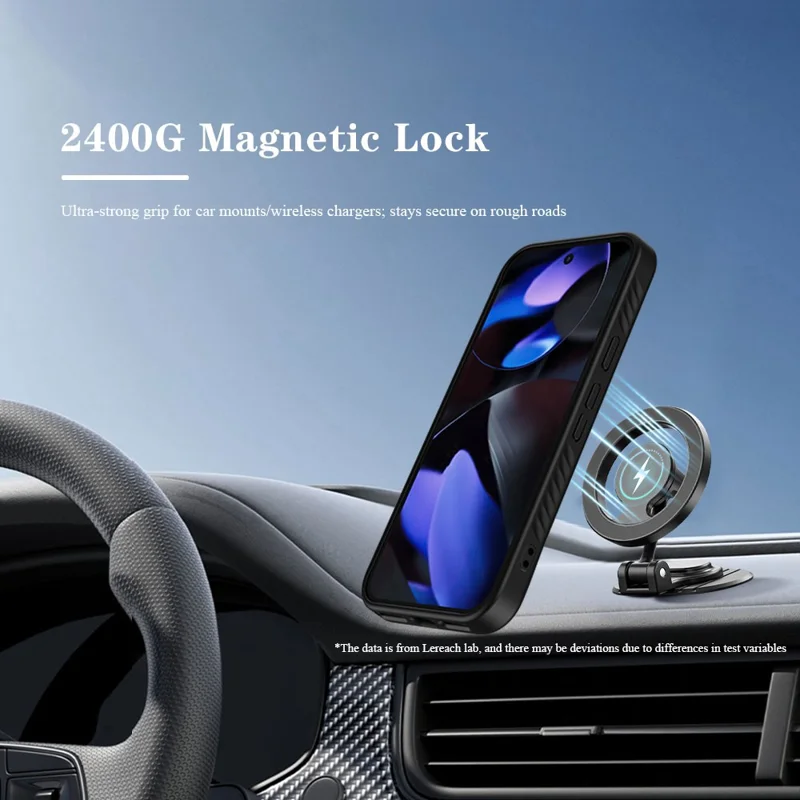 LEREACH Le-Chic Series For Google Pixel 10 Pro XL / 9 Pro XL Magnetic Case Kickstand TPU + PC Phone Cover - Black