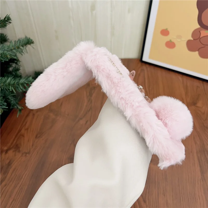 For Samsung Galaxy S26 Ultra Case Plush Cute Bunny Winter Fluffy TPU Phone Cover - White