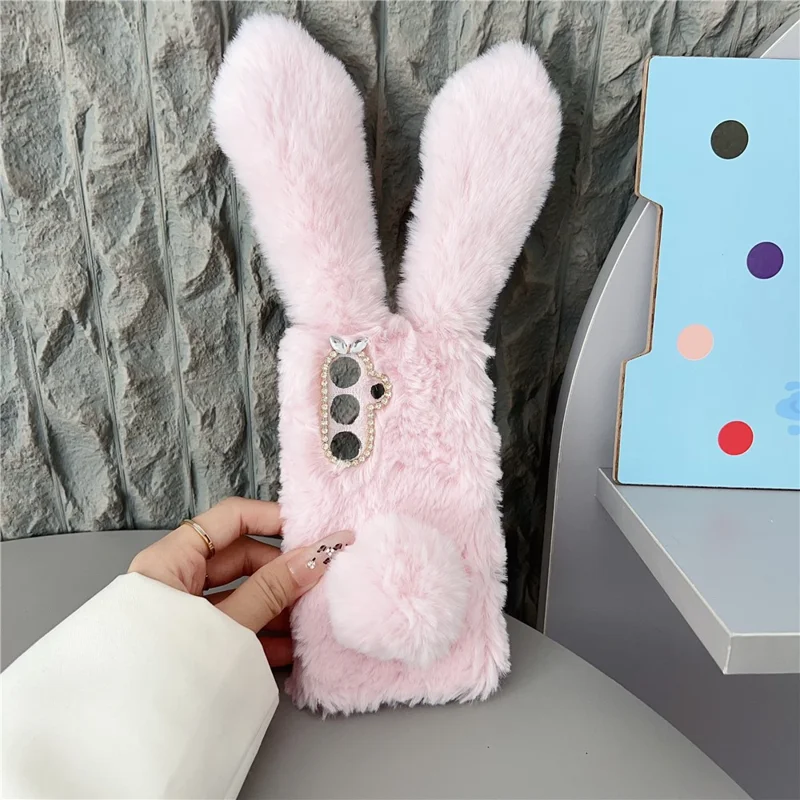 For Samsung Galaxy S26 / S26 Pro Case Plush Cute Bunny Winter Fluffy TPU Phone Cover - Pink