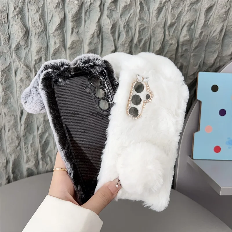 For Samsung Galaxy S26 / S26 Pro Case Plush Cute Bunny Winter Fluffy TPU Phone Cover - Pink