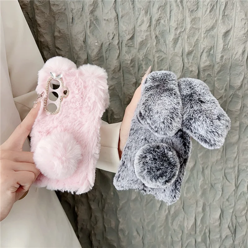 For Samsung Galaxy S26 / S26 Pro Case Plush Cute Bunny Winter Fluffy TPU Phone Cover - Pink