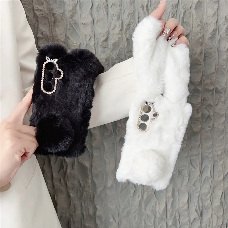 For Samsung Galaxy S26 / S26 Pro Case Plush Cute Bunny Winter Fluffy TPU Phone Cover - Pink