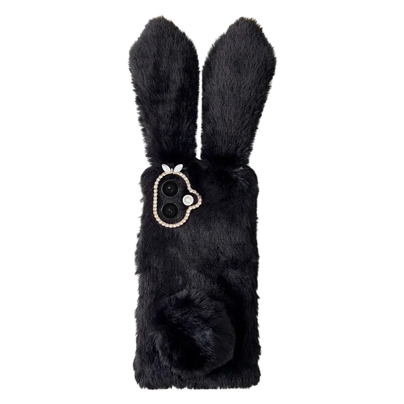 For Samsung Galaxy S26 / S26 Pro Case Plush Cute Bunny Winter Fluffy TPU Phone Cover - Black