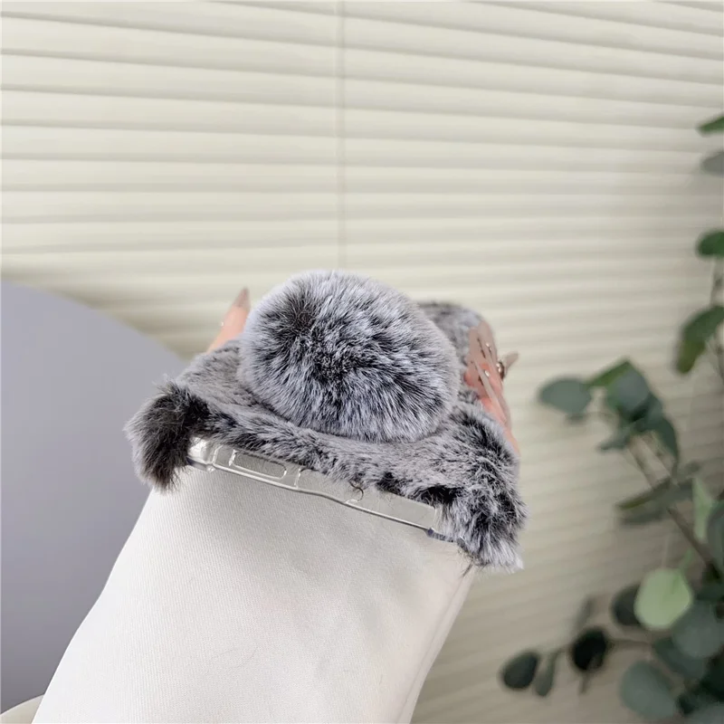 For Samsung Galaxy S26 / S26 Pro Case Plush Cute Bunny Winter Fluffy TPU Phone Cover - Black