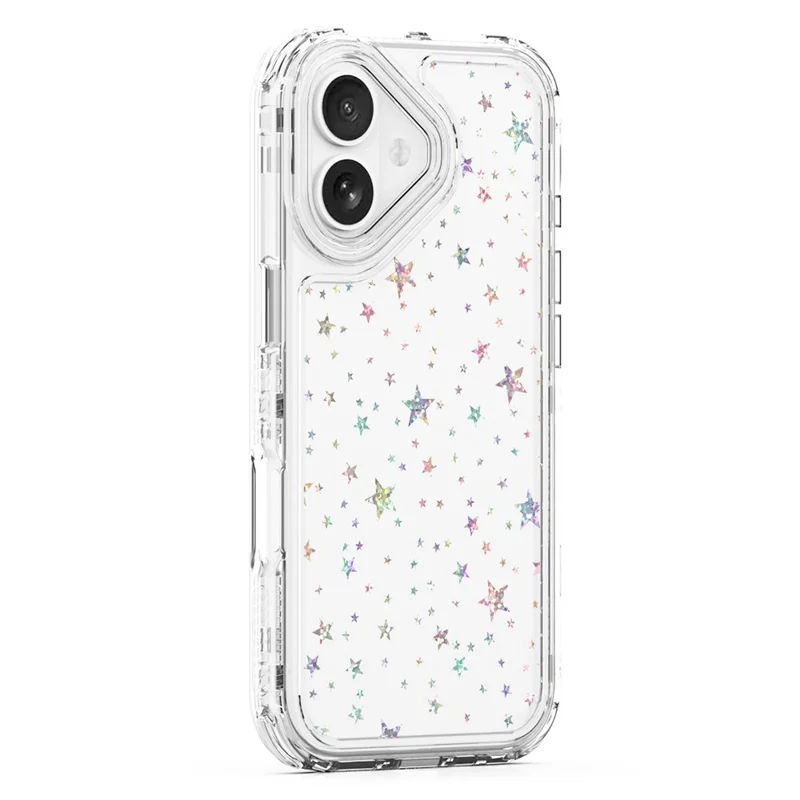 For iPhone 17 Case Clear Acrylic TPU Hybrid Phone Cover with Laser-printed Film - Stars