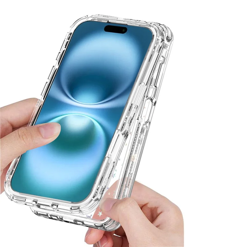 For iPhone 17 Case Clear Acrylic TPU Hybrid Phone Cover with Laser-printed Film - Stars