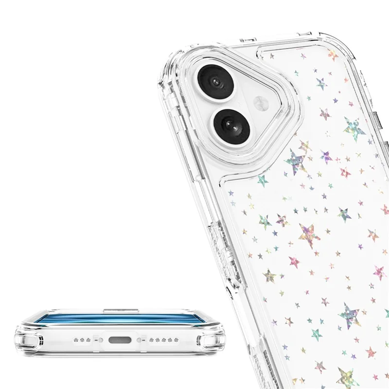 For iPhone 17 Case Clear Acrylic TPU Hybrid Phone Cover with Laser-printed Film - Stars
