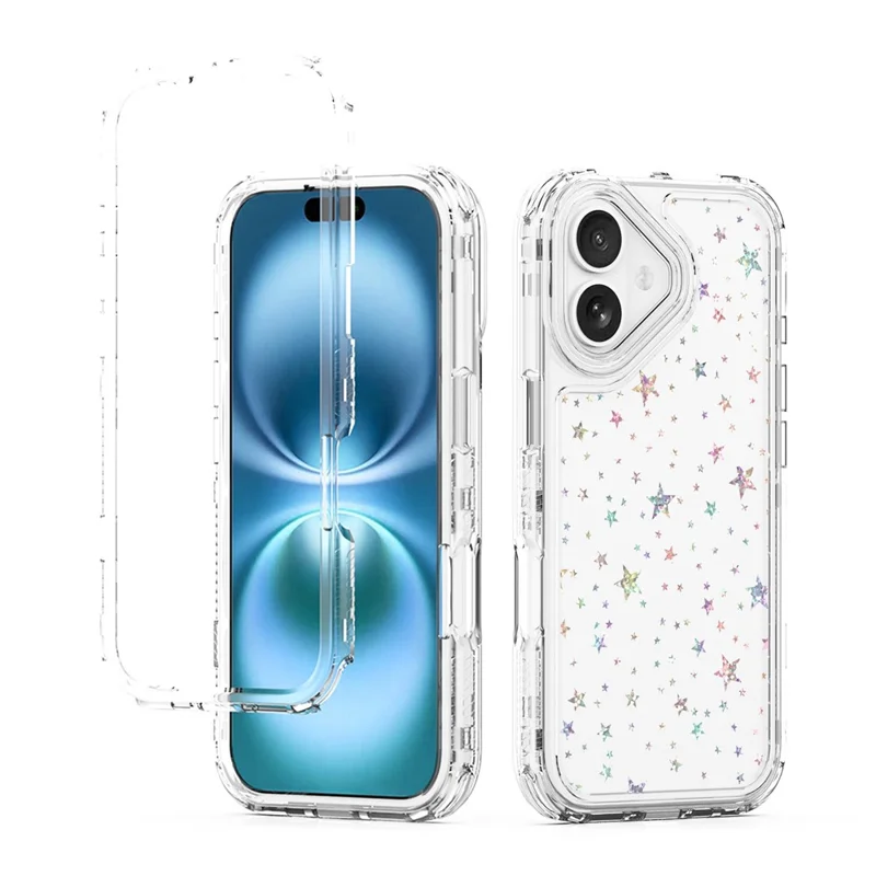 For iPhone 17 Case Clear Acrylic TPU Hybrid Phone Cover with Laser-printed Film - Stars
