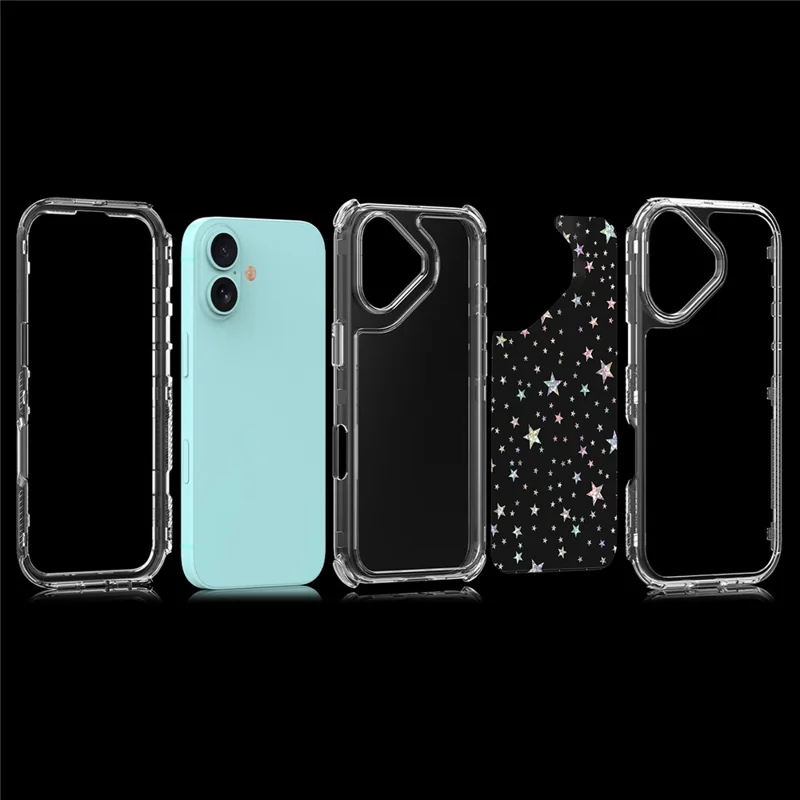 For iPhone 17 Case Clear Acrylic TPU Hybrid Phone Cover with Laser-printed Film - Stars