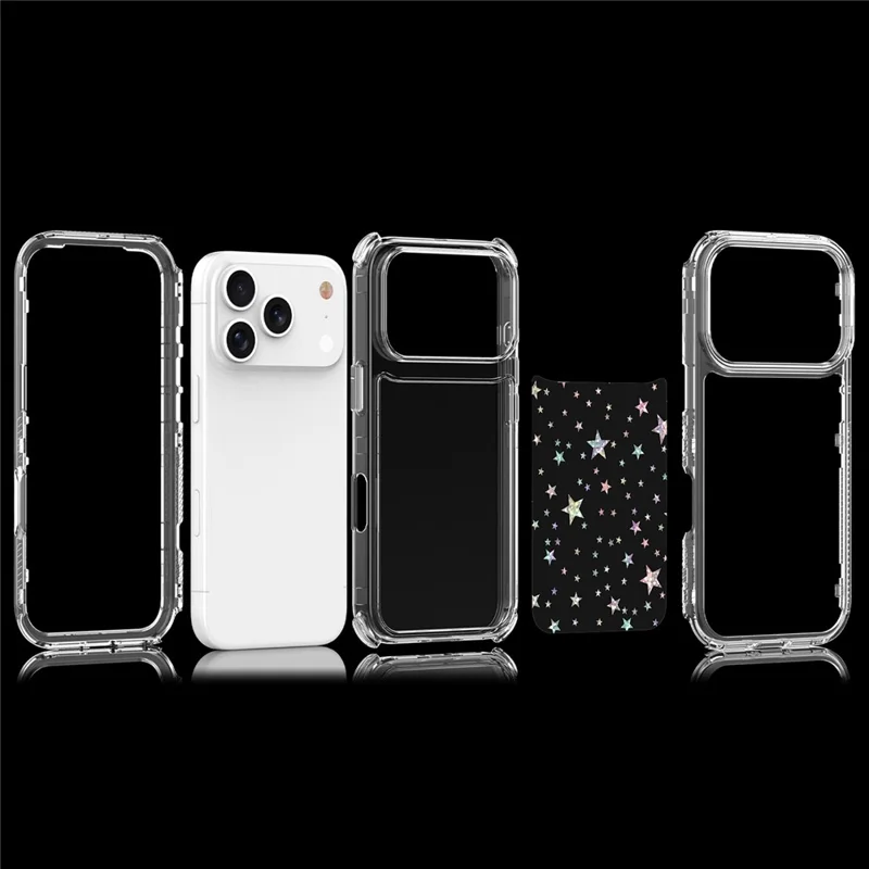 For iPhone 17 Pro Case Clear Acrylic TPU Hybrid Phone Cover with Laser-printed Film - Stars