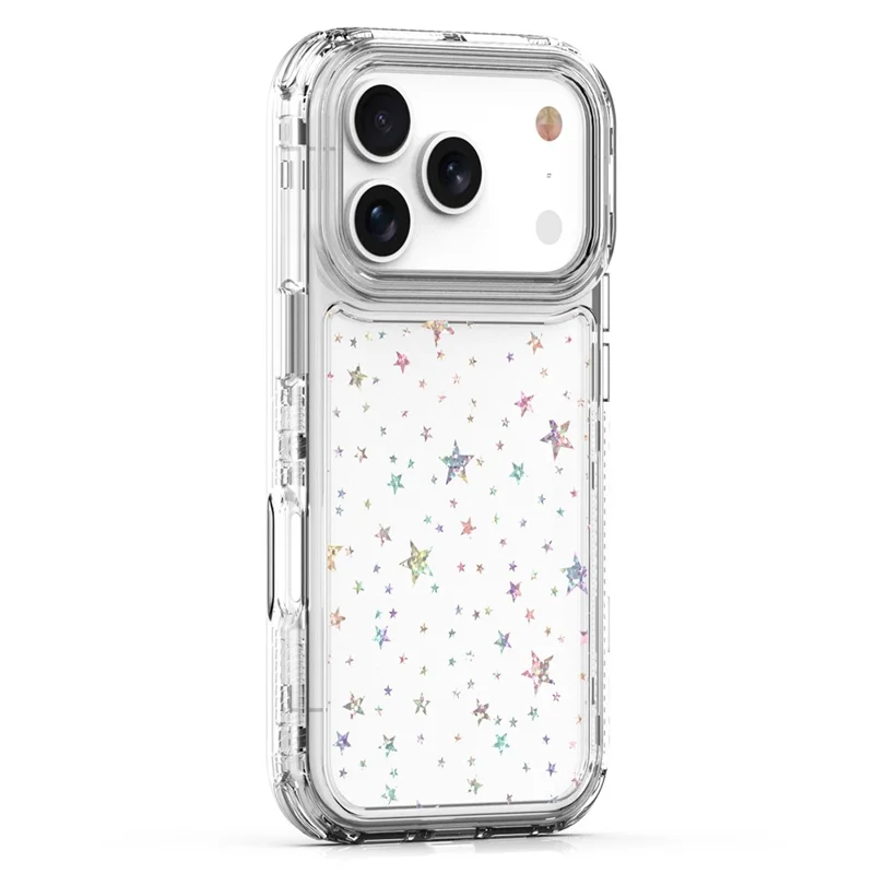 For iPhone 18 Pro Max / 17 Pro Max Case Clear Acrylic TPU Hybrid Phone Cover with Laser-printed Film - Stars