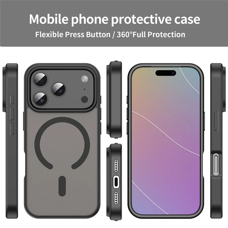 Bulk Purchasing For iPhone 17 Pro Case Compatible with MagSafe Skin Touch Matte TPU PC Phone Back Cover - Black