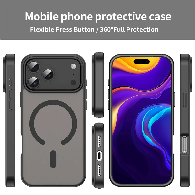 Groothandel voor iPhone 17 Pro Max hoesje compatibel met MagSafe Skin Touch mat TPU PC telefoon achterklep - Zwart