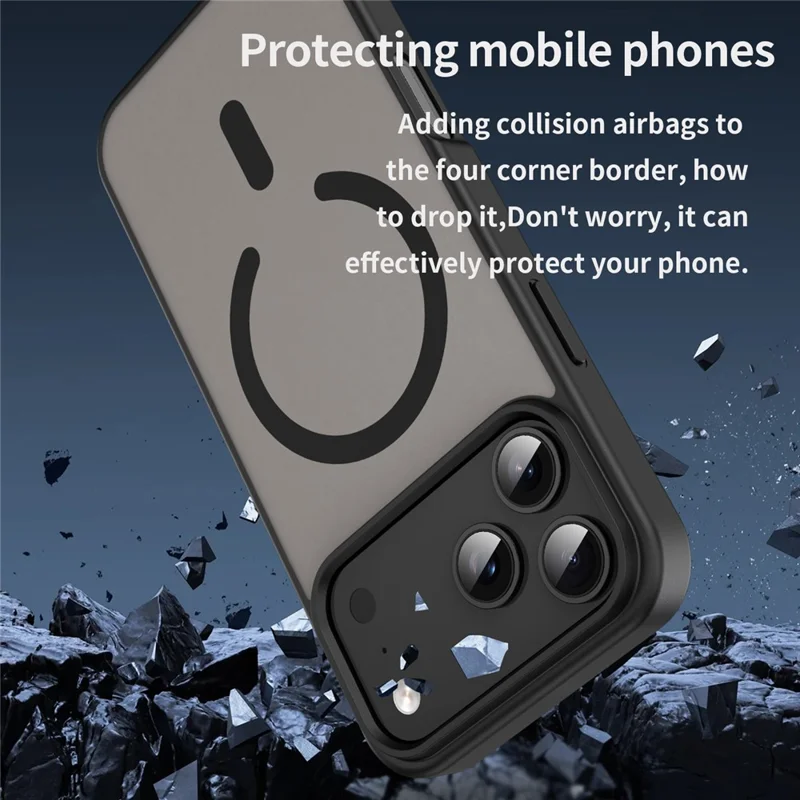 Groothandel voor iPhone 17 Pro Max hoesje compatibel met MagSafe Skin Touch mat TPU PC telefoon achterklep - Zwart