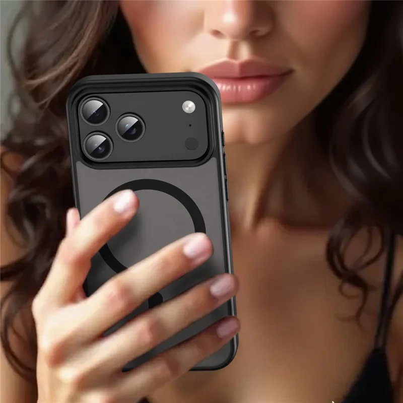 Groothandel voor iPhone 17 Pro Max hoesje compatibel met MagSafe Skin Touch mat TPU PC telefoon achterklep - Zwart