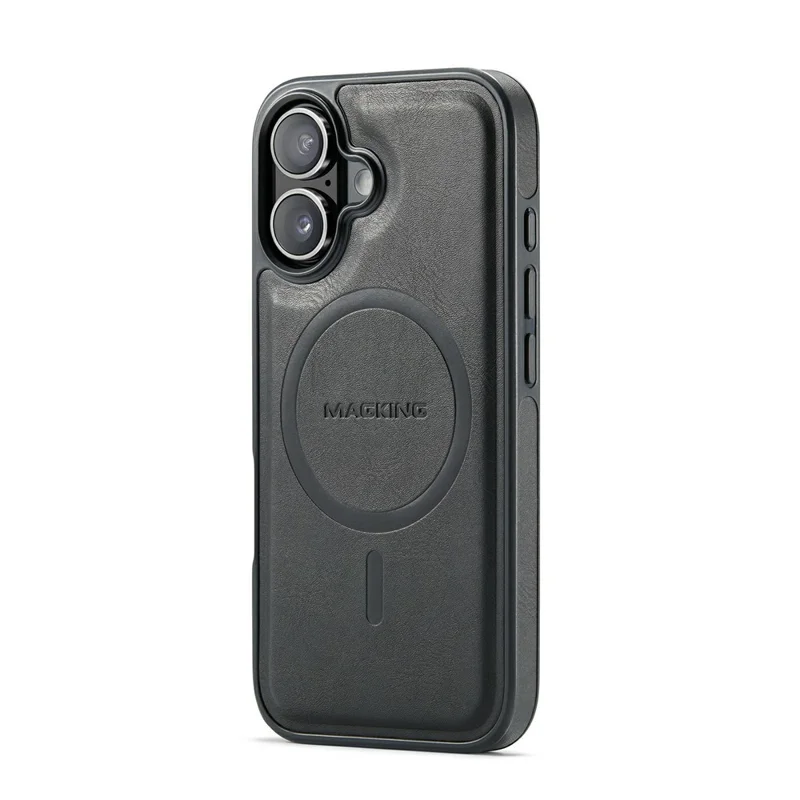 MAGKING K3 Series For iPhone 17 Case Compatible with MagSafe Wallet PC + TPU + PU Phone Cover - Black