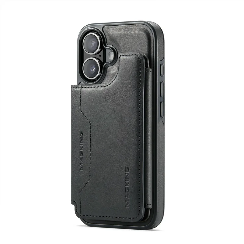 MAGKING K3 Series For iPhone 17 Case Compatible with MagSafe Wallet PC + TPU + PU Phone Cover - Black