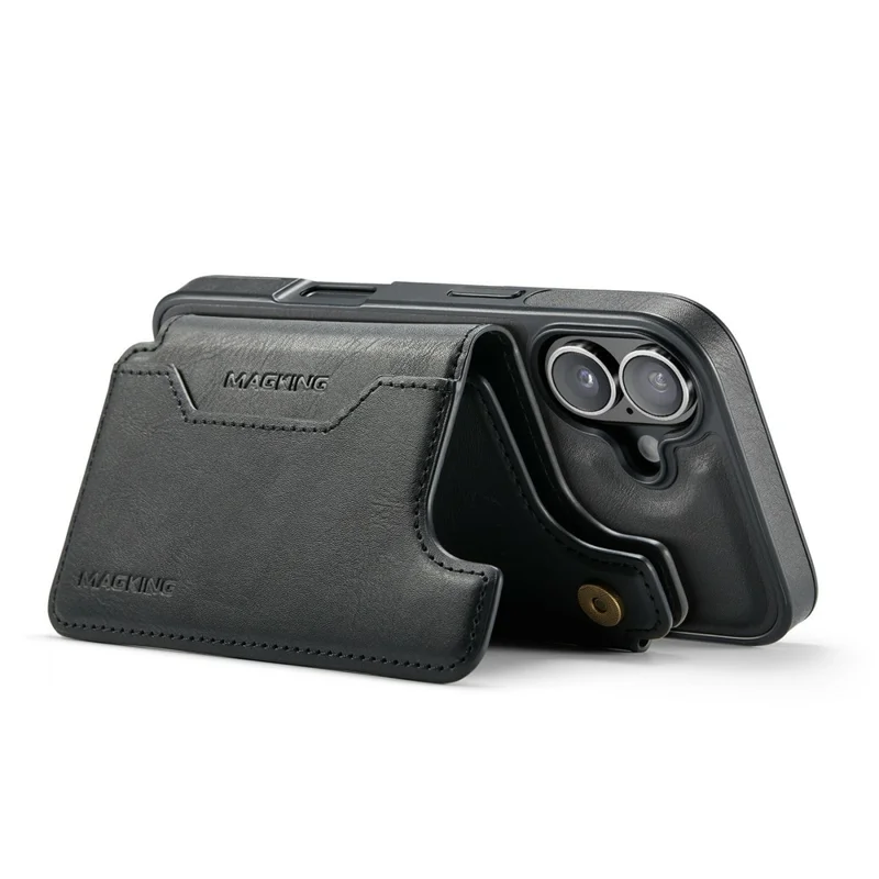 MAGKING K3 Series For iPhone 17 Case Compatible with MagSafe Wallet PC + TPU + PU Phone Cover - Black