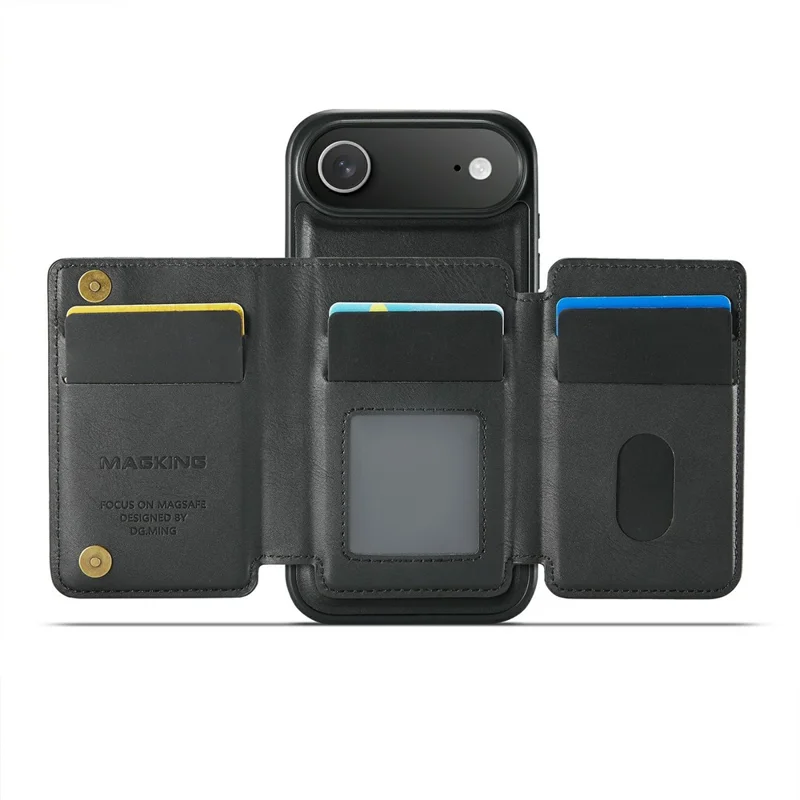 MAGKING K3 Series For iPhone Air Case Compatible with MagSafe Wallet PC + TPU + PU Phone Cover - Black