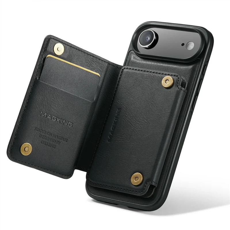 MAGKING K3 Series For iPhone Air Case Compatible with MagSafe Wallet PC + TPU + PU Phone Cover - Black