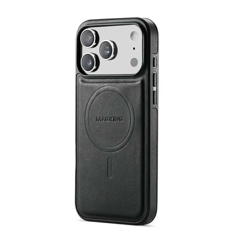 MAGKING K3 Series For iPhone 17 Pro Max Case Compatible with MagSafe Wallet PC + TPU + PU Phone Cover - Black