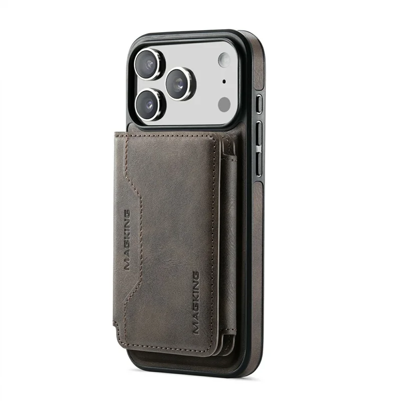 MAGKING K3 Series For iPhone 17 Pro Max Case Compatible with MagSafe Wallet PC + TPU + PU Phone Cover - Coffee