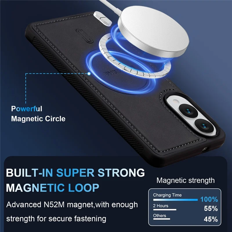 LC.IMEEKE L6 For Samsung Galaxy S25 Edge Case PU Leather Coated PC TPU Phone Cover Magnetic Case - Black