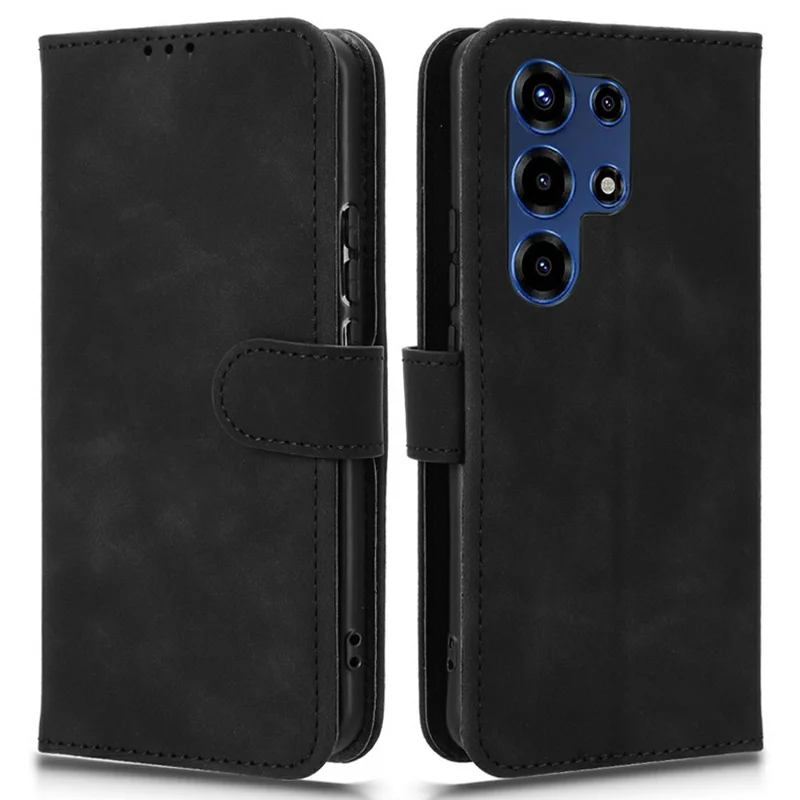 For itel Super 26 Ultra Leather Case Skin Feel Anti Drop Wallet Flip Phone Cover - Black