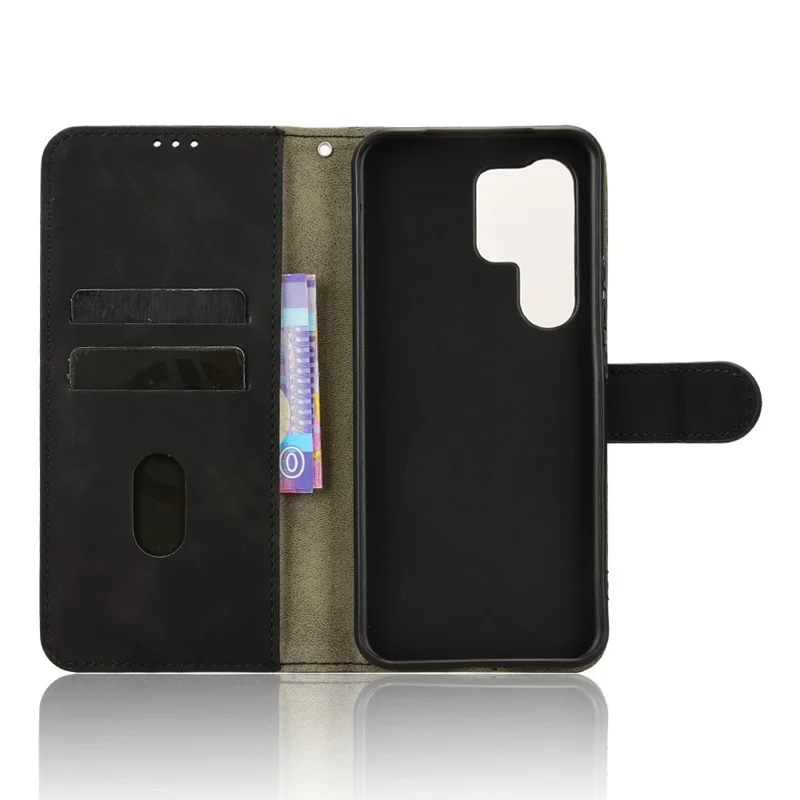 For itel Super 26 Ultra Leather Case Skin Feel Anti Drop Wallet Flip Phone Cover - Black