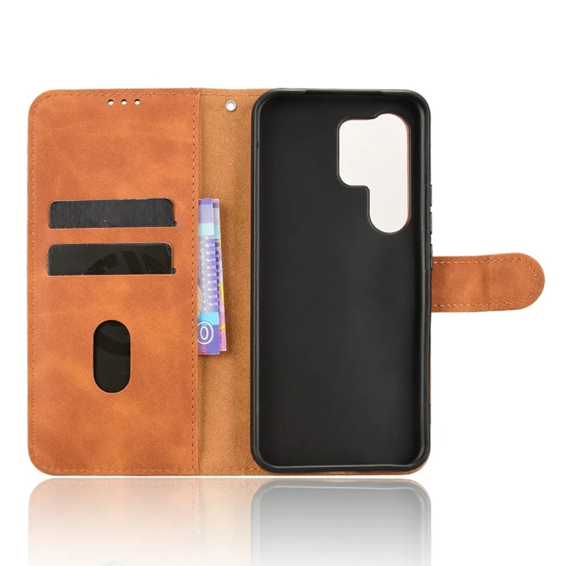 For itel Super 26 Ultra Leather Case Skin Feel Anti Drop Wallet Flip Phone Cover - Brown