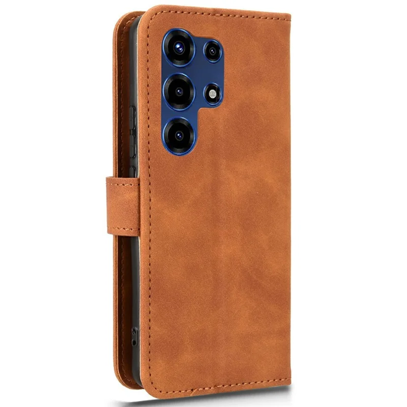 For itel Super 26 Ultra Leather Case Skin Feel Anti Drop Wallet Flip Phone Cover - Brown