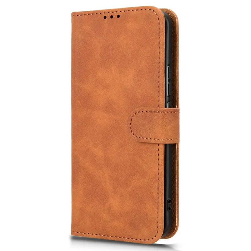 For itel Super 26 Ultra Leather Case Skin Feel Anti Drop Wallet Flip Phone Cover - Brown