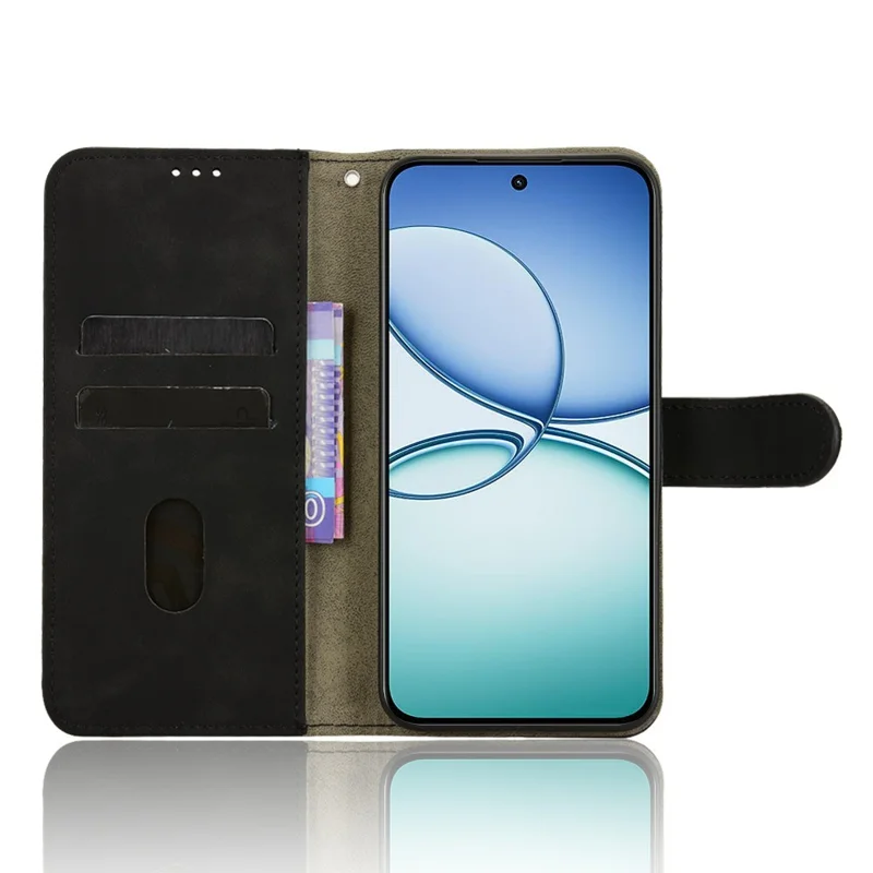 For Realme 15T 5G Leather Case Skin Feel Anti Drop Wallet Flip Phone Cover - Black