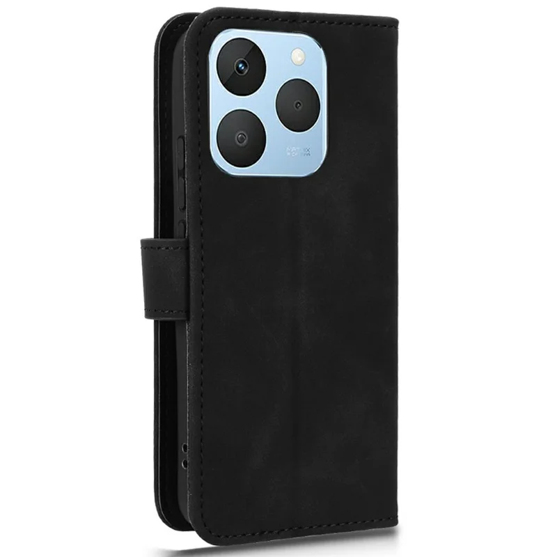 For Realme 15T 5G Leather Case Skin Feel Anti Drop Wallet Flip Phone Cover - Black