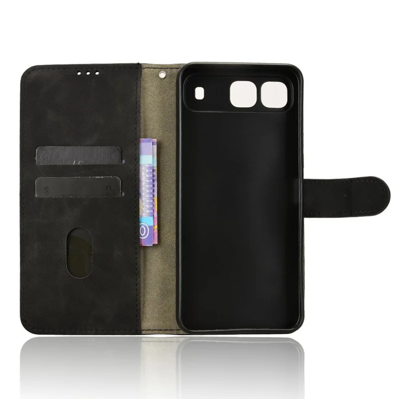 For TECNO Spark Go 5G Leather Case Skin Feel Anti Drop Wallet Flip Phone Cover - Black