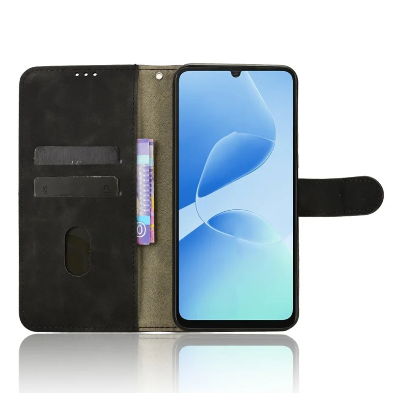 For TECNO Spark Go 5G Leather Case Skin Feel Anti Drop Wallet Flip Phone Cover - Black