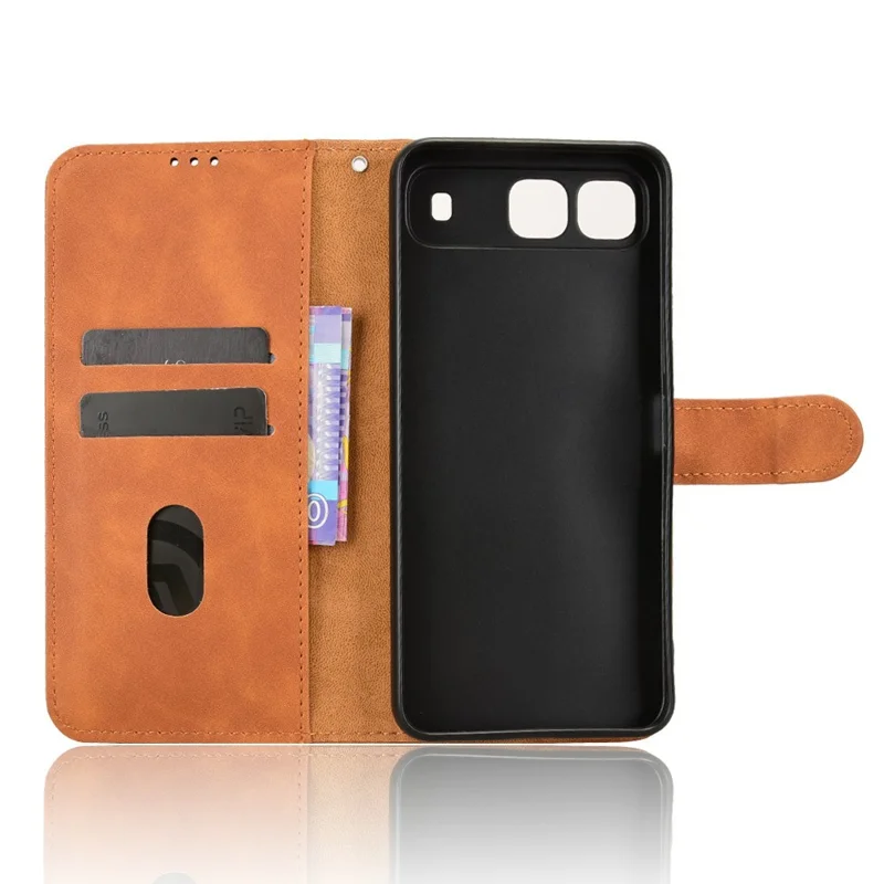 For TECNO Spark Go 5G Leather Case Skin Feel Anti Drop Wallet Flip Phone Cover - Brown