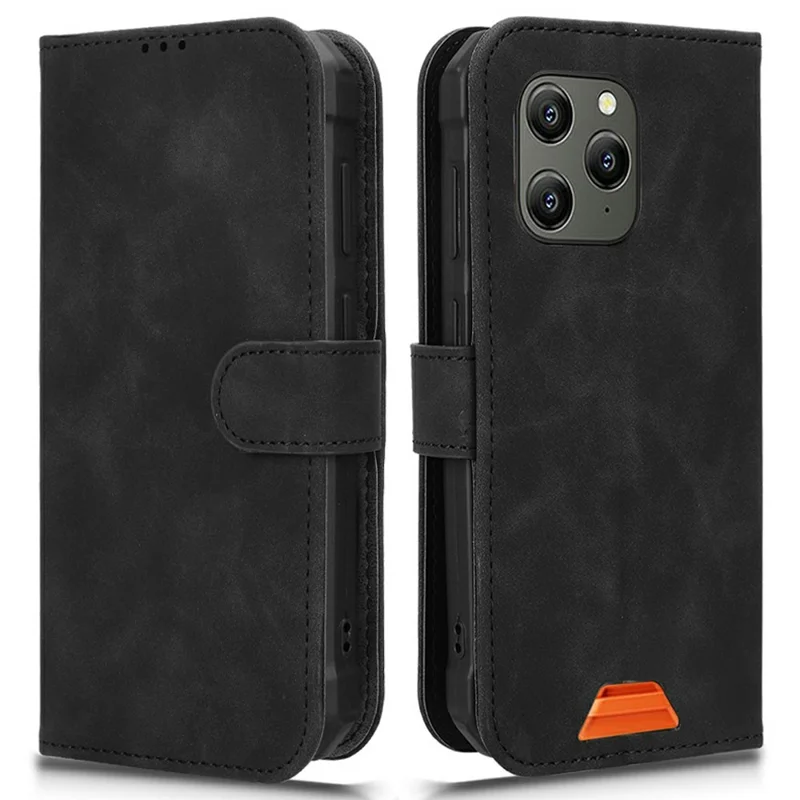 For Blackview BV5300 Leather Case Skin Feel Anti Drop Wallet Flip Phone Cover - Black