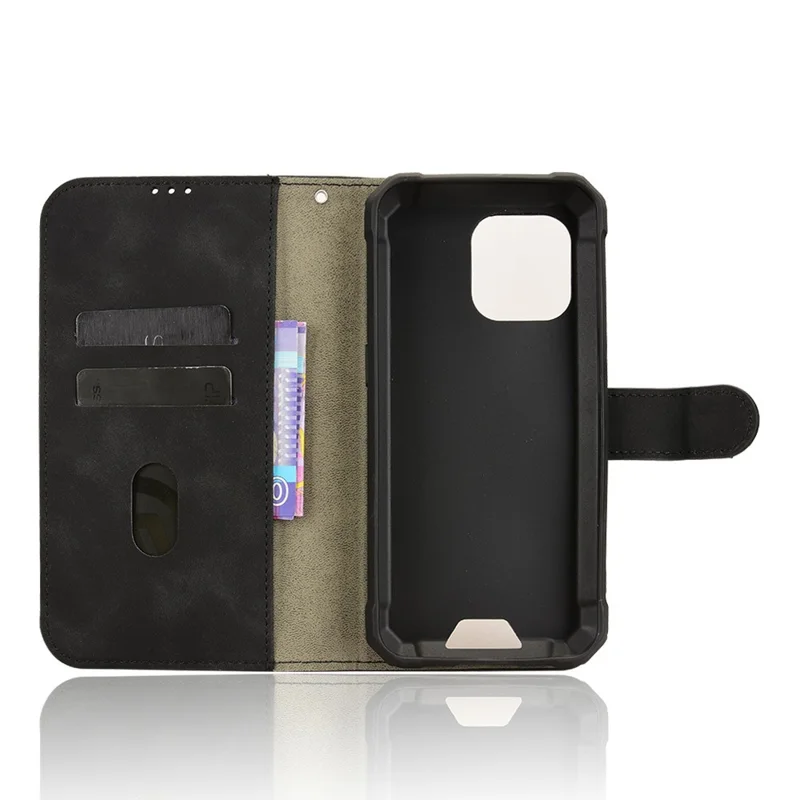 For Blackview BV5300 Leather Case Skin Feel Anti Drop Wallet Flip Phone Cover - Black